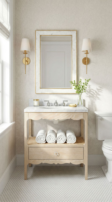 Villa & House - Arianna 1-Drawer Cabinet with 30" Marble Vanity Top