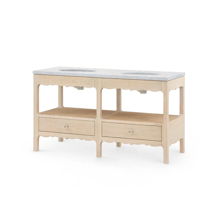 Villa & House - Arianna 2-Drawer Cabinet with 60" Marble Vanity Top, Sand