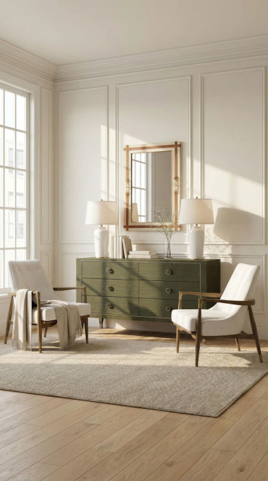 Villa & House - Morris Extra Large 6-Drawer, Deep Olive