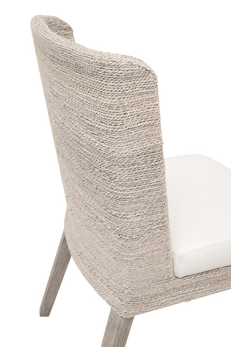 Essentials For Living Isle Dining Chair in White Wash Abaca Rope, LiveSmart Peyton Pearl, Natural Gray Mahogany (Set of 2)