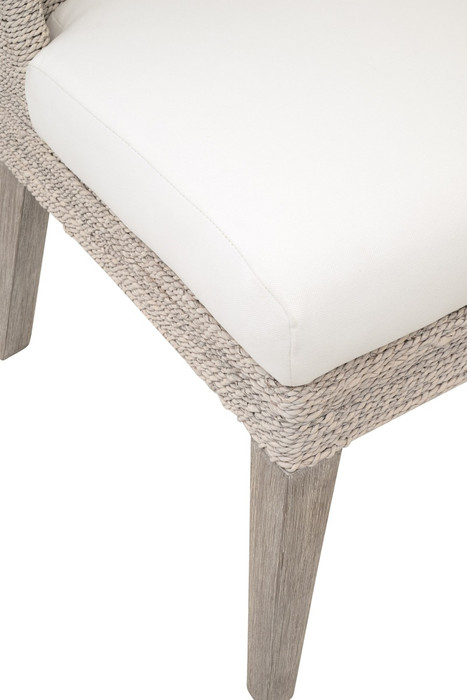Essentials For Living Isle Dining Chair in White Wash Abaca Rope, LiveSmart Peyton Pearl, Natural Gray Mahogany (Set of 2)