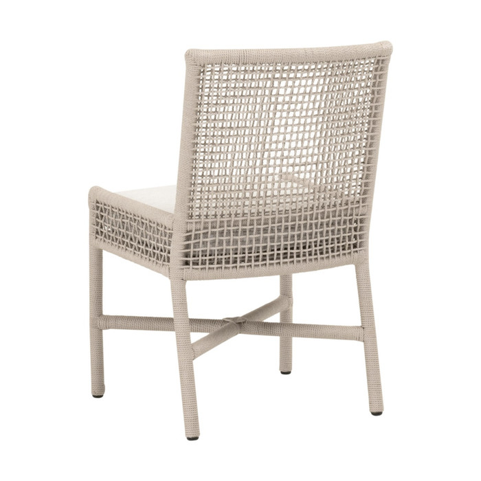 Essentials For Living Seaside Rope Indoor or Outdoor Dining Chair in Oyster Twist Rope, Performance White Speckle (Set of 2)