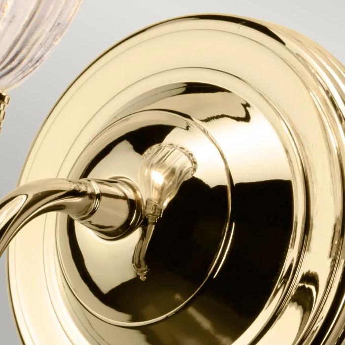 Lucas + McKearn Carroll1 1 Light Bath Light in Polished Brass with Clear Ribbed Glass