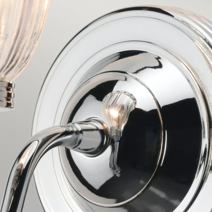 Lucas + McKearn - Carroll1 1 Light Bath Light in Polished Chrome with Clear Ribbed Glass 