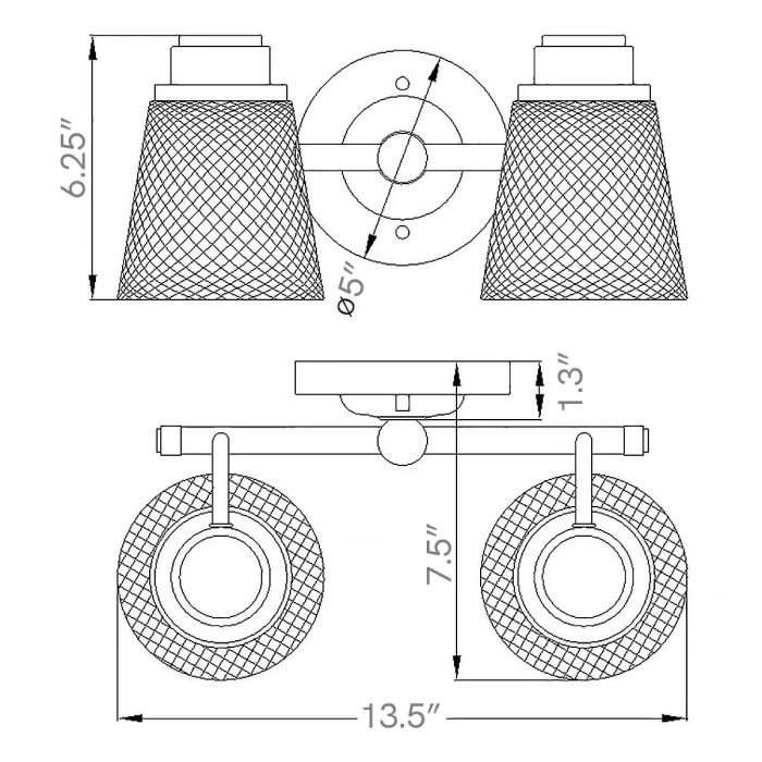 Lucas + McKearn Hudson 2 Light Bath Light in Polished Chrome