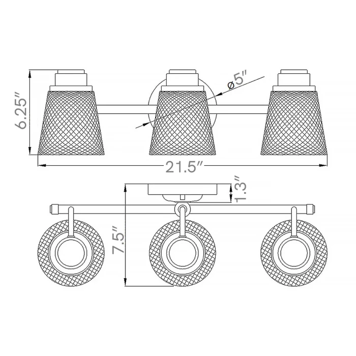 Lucas + McKearn Hudson 3 Light Bath Light in Polished Chrome 