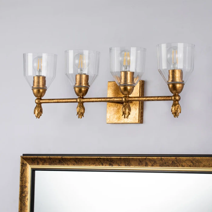 Lucas + McKearn Felice 4 Light Bath Bar in Gold