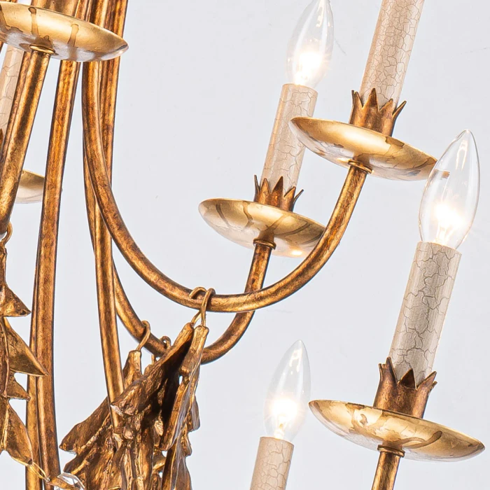 Lucas + McKearn Sweet Olive 12 Light Chandelier in Hand-Finished Gilded Gold