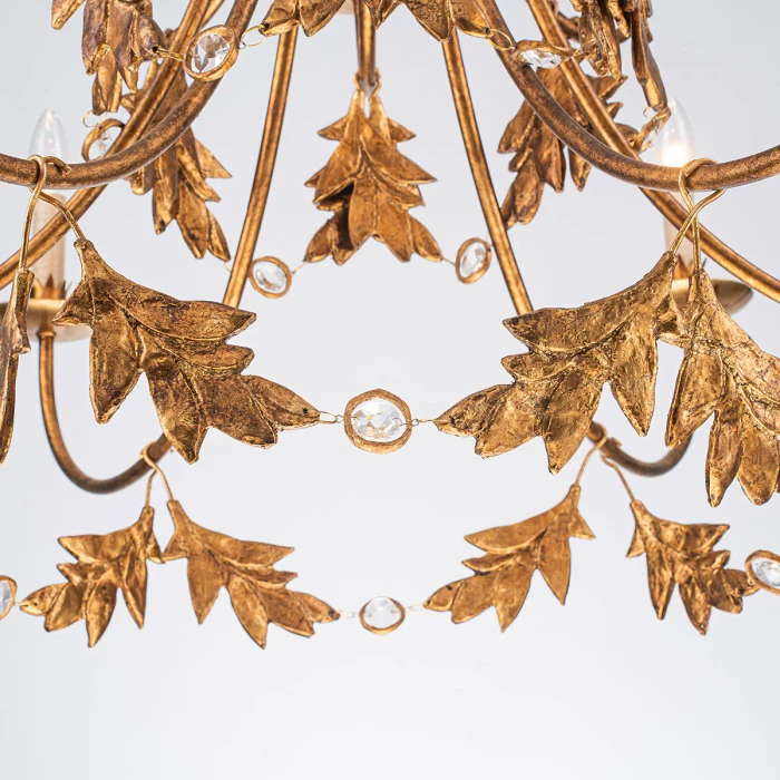 Lucas + McKearn Sweet Olive 12 Light Chandelier in Hand-Finished Gilded Gold