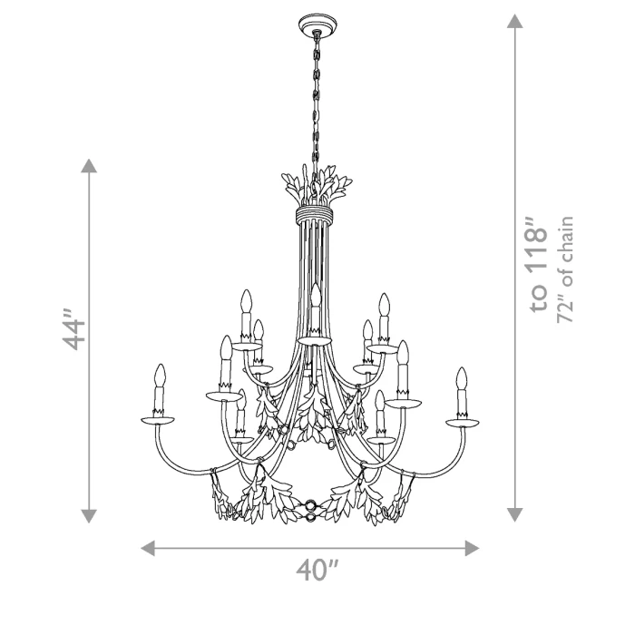 Lucas + McKearn Sweet Olive 12 Light Chandelier in Hand-Finished Gilded Gold