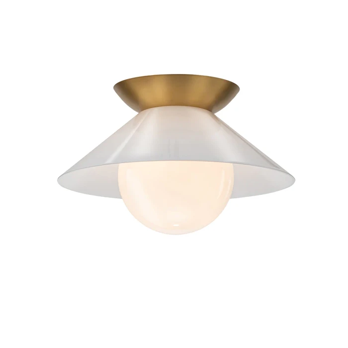 Lucas + McKearn Saucer 14" Flush Mount in Aged Brass