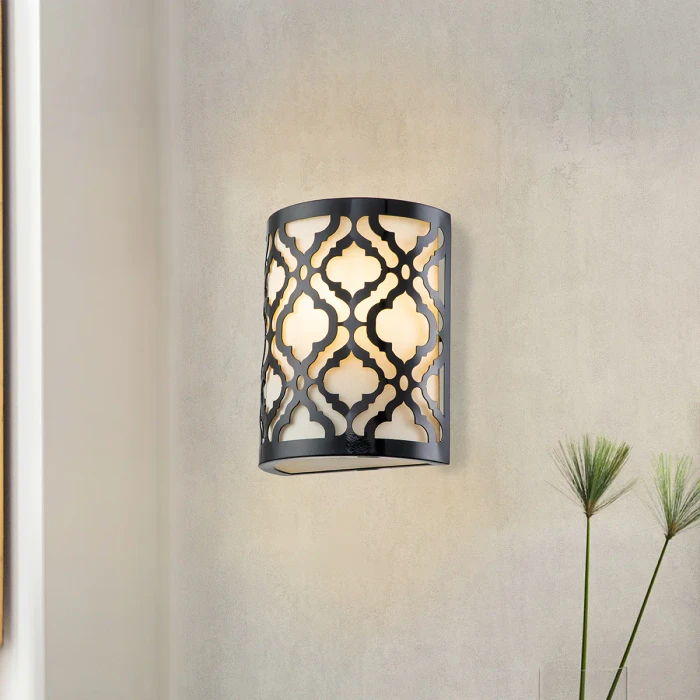 Lucas + McKearn Arabella 1 Light Wall Sconce in Lacquered Black