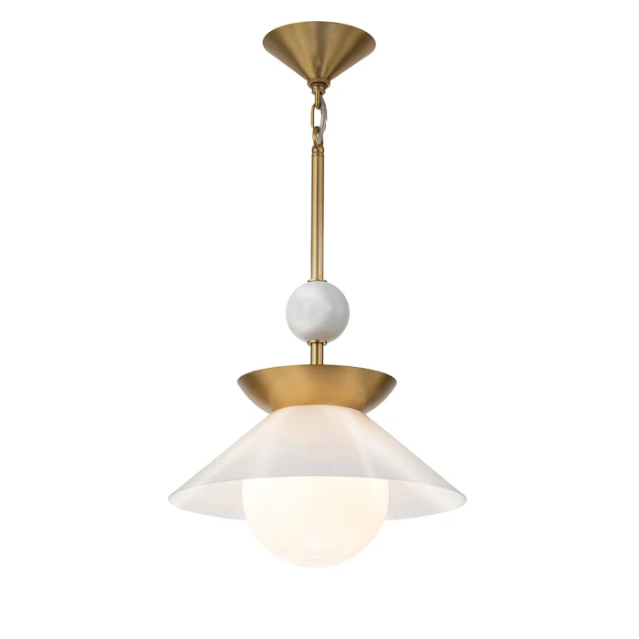 Lucas + McKearn Saucer 1 Light Mini Pendant in Aged Brass 