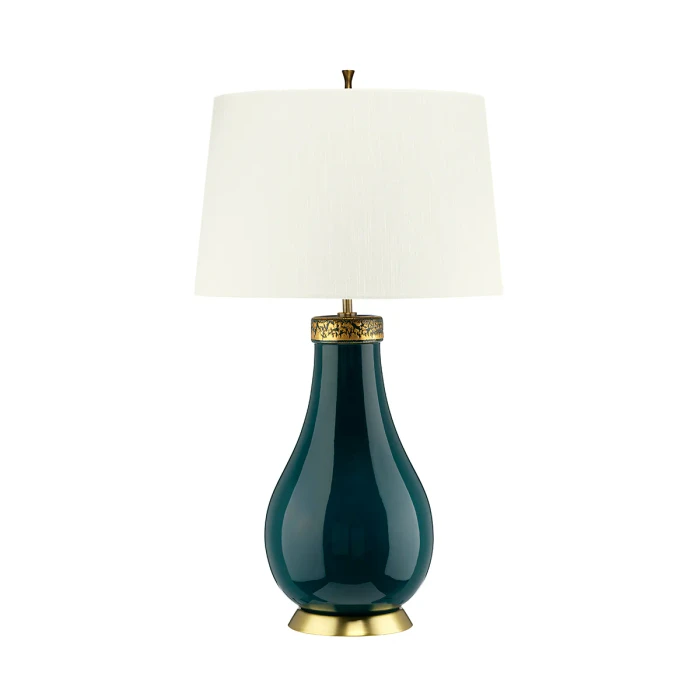Lucas + McKearn Havering Table 29" Lamp in Azure Turquoise with Ivory Shade