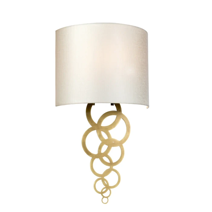Lucas + McKearn Curtis Medium 1-Light Wall Light in Aged Brass with Ivory Faux Silk Shade