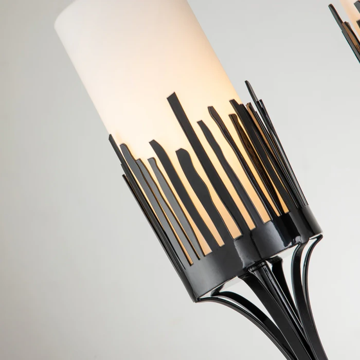 Lucas + McKearn Sawgrass 2 Light Sconce in Lacquered Black with Etched Glass