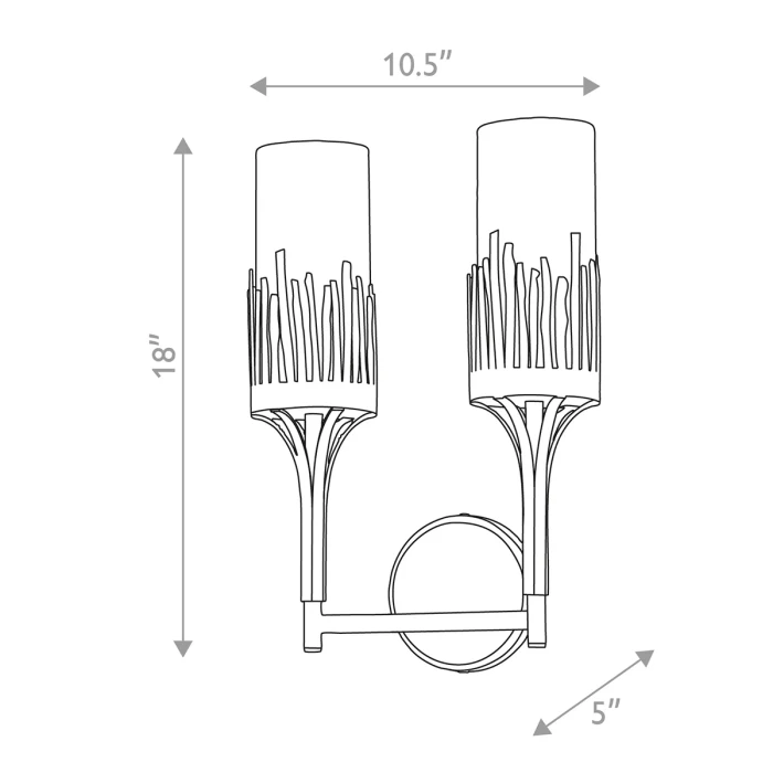 Lucas + McKearn Sawgrass 2 Light Sconce in Lacquered Black with Etched Glass