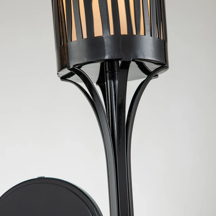 Lucas + McKearn Sawgrass 2 Light Sconce in Lacquered Black with Etched Glass