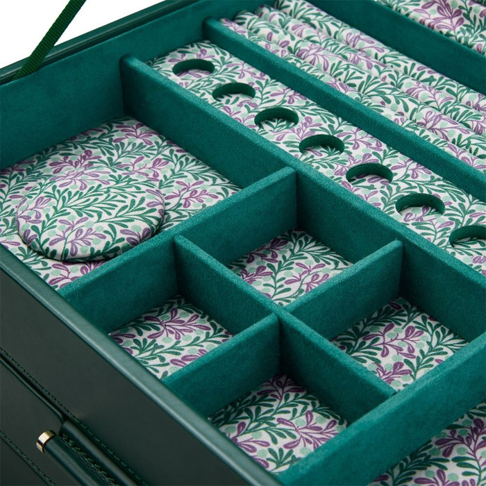 WOLF x Fiona Howard Sophia Jewelry Box with Drawers in Forest Green Fruit Botanical