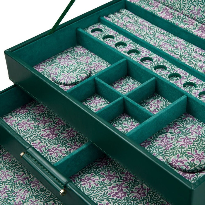 WOLF x Fiona Howard Sophia Jewelry Box with Drawers in Forest Green Fruit Botanical