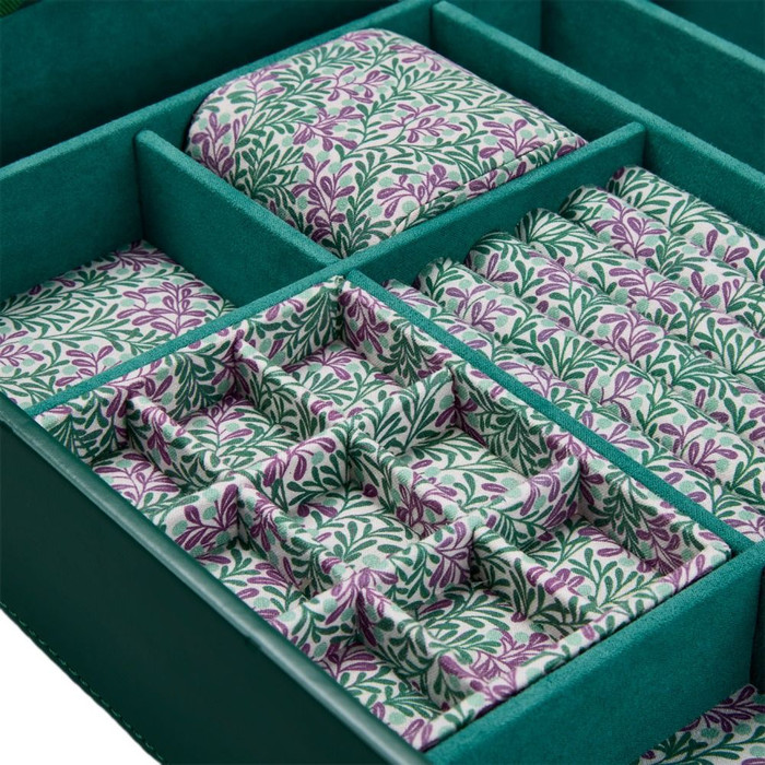 WOLF x Fiona Howard Sophia Jewelry Box with Window in Forest Green Fruit Botanical