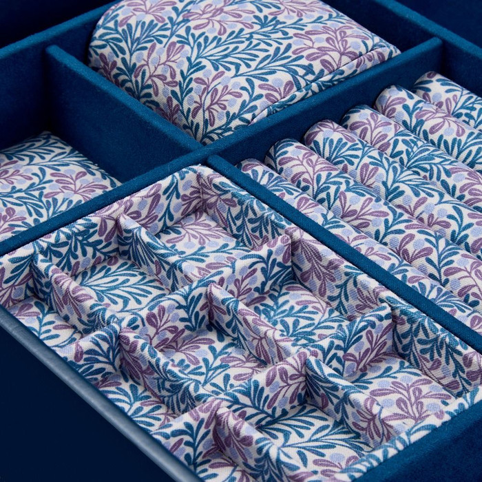 WOLF x Fiona Howard Sophia Jewelry Box with Window in Indigo Fruit Botanical