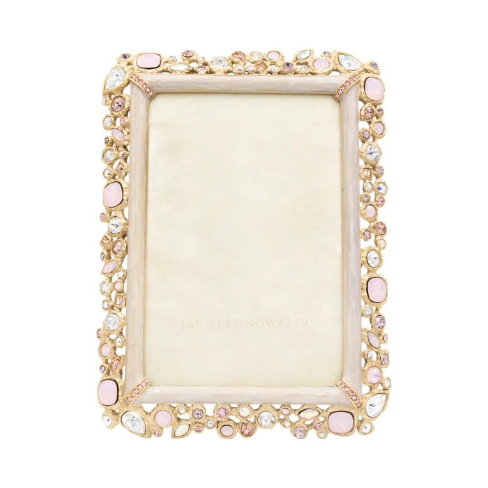 Jay Strongwater Emery Bejeweled 4" x 6" Crystal Picture Frame in Baby Pink