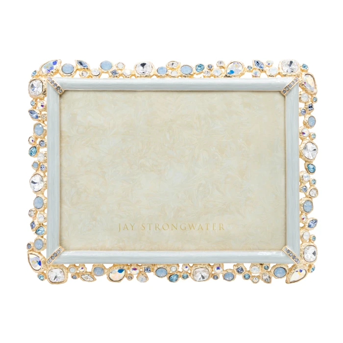 Jay Strongwater Leslie Bejeweled 5" x 7" Crystal Picture Frame in Baby Blue