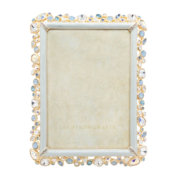 Jay Strongwater Leslie Bejeweled 5" x 7" Crystal Picture Frame in Baby Blue