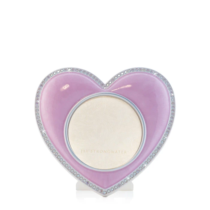 Jay Strongwater Chantal Heart Crystal Picture Frame in Pale Pink