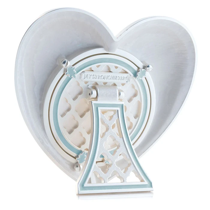 Jay Strongwater Chantal Heart Crystal Picture Frame in Pale Blue