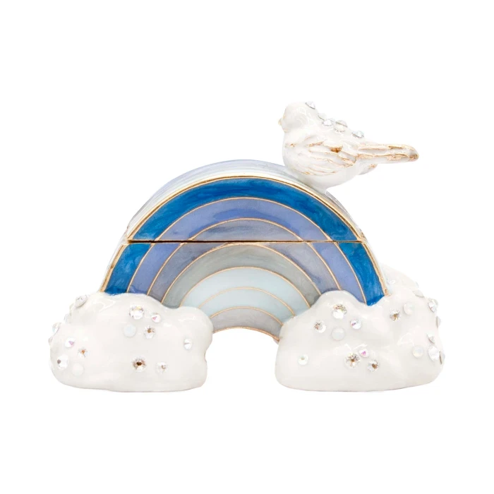 Jay Strongwater Jordan Blue Rainbow Crystal Keepsake Box