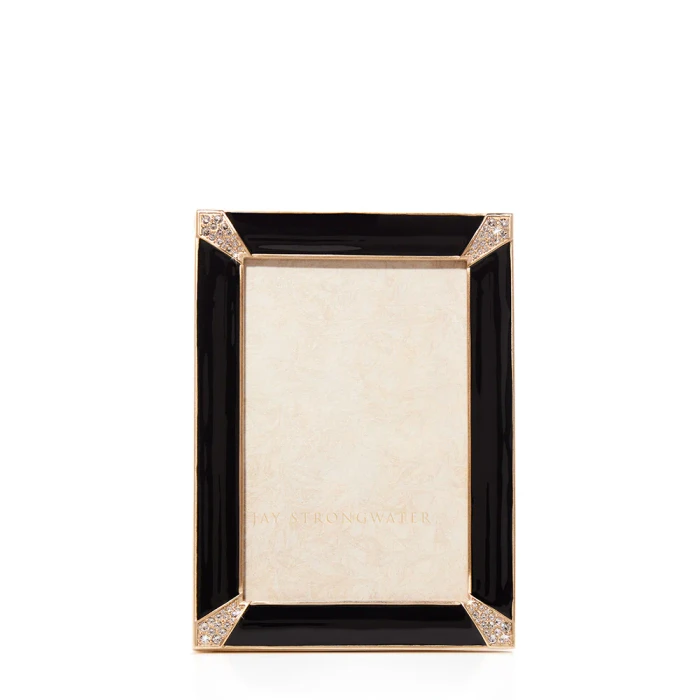 Jay Strongwater Lavinia 4" x 6" Crystal Picture Frame in Black Onyx