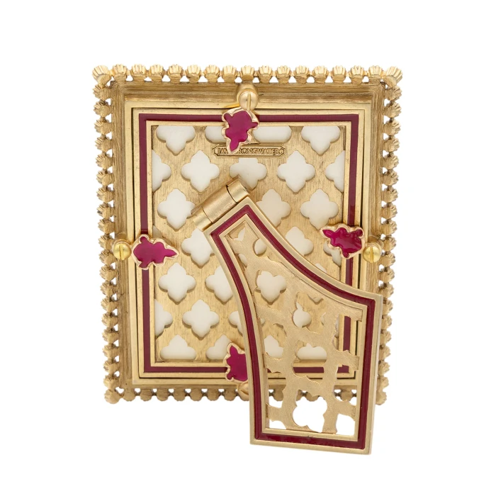 Jay Strongwater Emilia Stone Edge 3" x 4" Crystal Picture Frame with Jewel