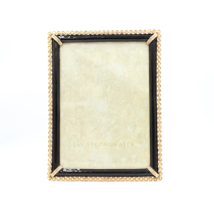 Jay Strongwater Lucas Stone Edge 5" x 7" Crystal Picture Frame in Black