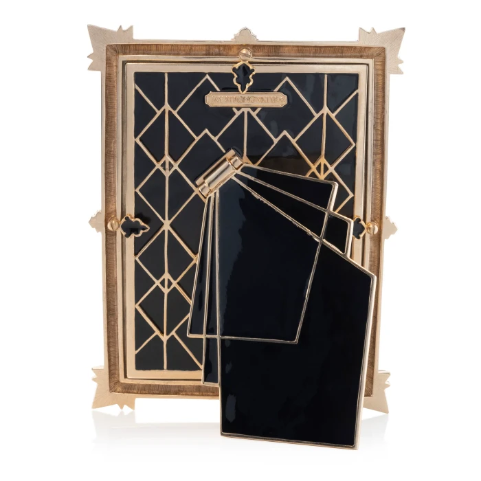 Jay Strongwater Geraldine Art Deco 5" x 7" Crystal Picture Frame in Black Onyx