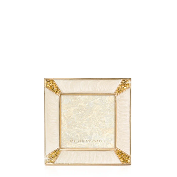 Jay Strongwater Leland Pave Corner 2" Crystal Picture Frame in Gold