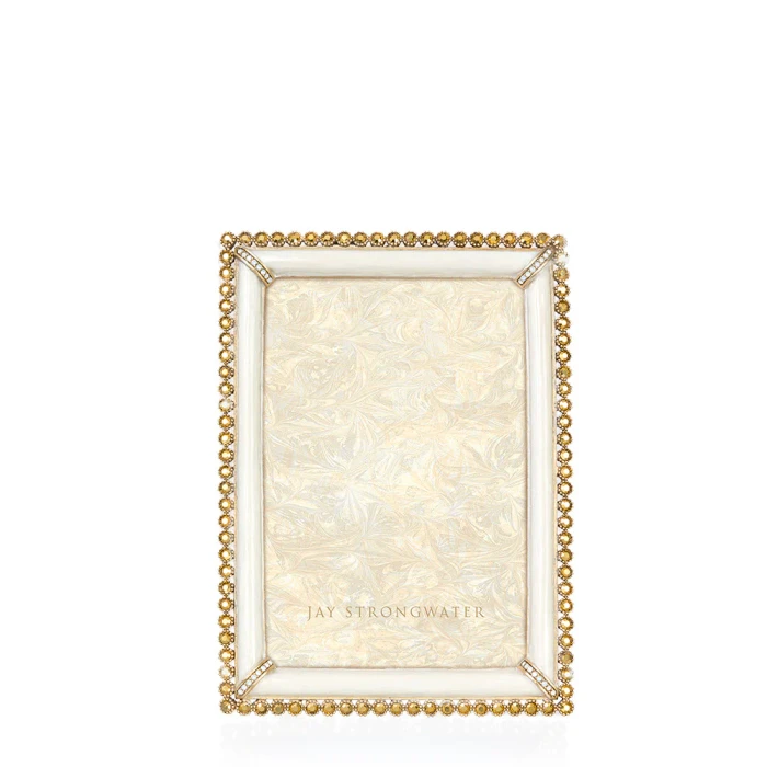 Jay Strongwater Lorraine Stone Edge 4" x 6" Crystal Picture Frame in Gold