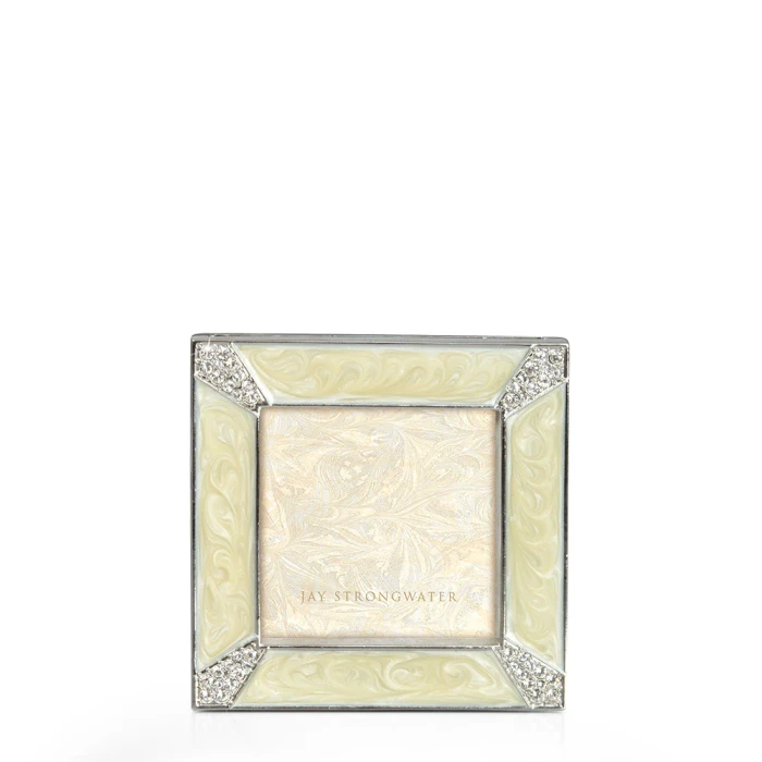 Jay Strongwater Leland Pave Corner 2" x 2" Crystal Picture Frame in Crystal Pearl