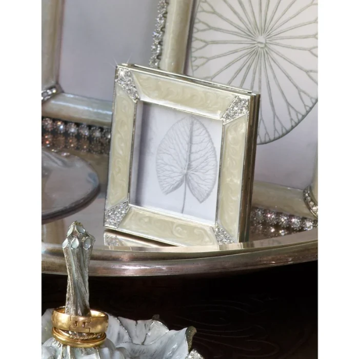 Jay Strongwater Leland Pave Corner 2" x 2" Crystal Picture Frame in Crystal Pearl