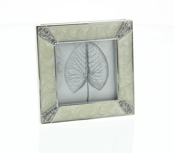 Jay Strongwater Leland Pave Corner 2" x 2" Crystal Picture Frame in Crystal Pearl