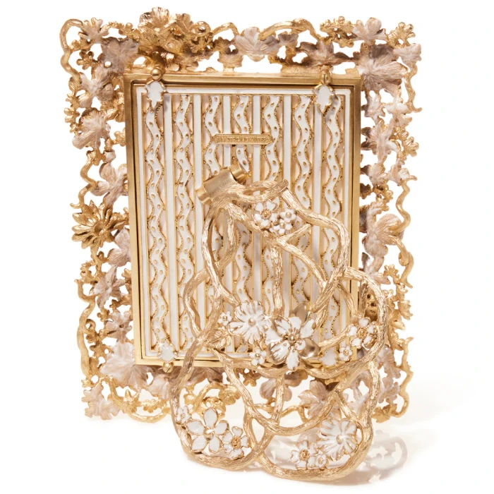 Jay Strongwater Ophelia 5" x 7" Crystal Picture Frame in White Opal