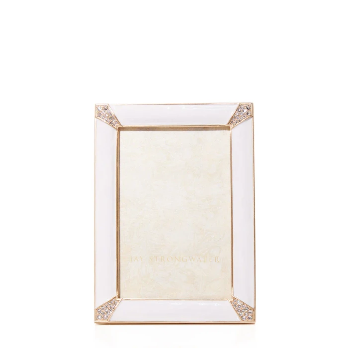 Jay Strongwater Lavinia 4" x 6" Crystal Picture Frame in White Opal