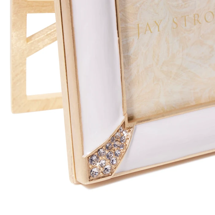 Jay Strongwater Lavinia 4" x 6" Crystal Picture Frame in White Opal