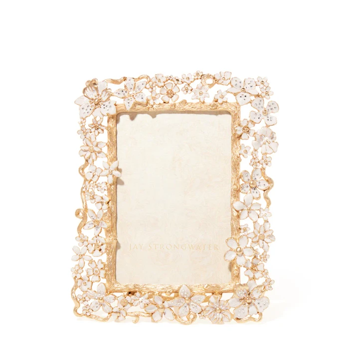 Jay Strongwater Leartes 4" x 6" Crystal Picture Frame in Bridal