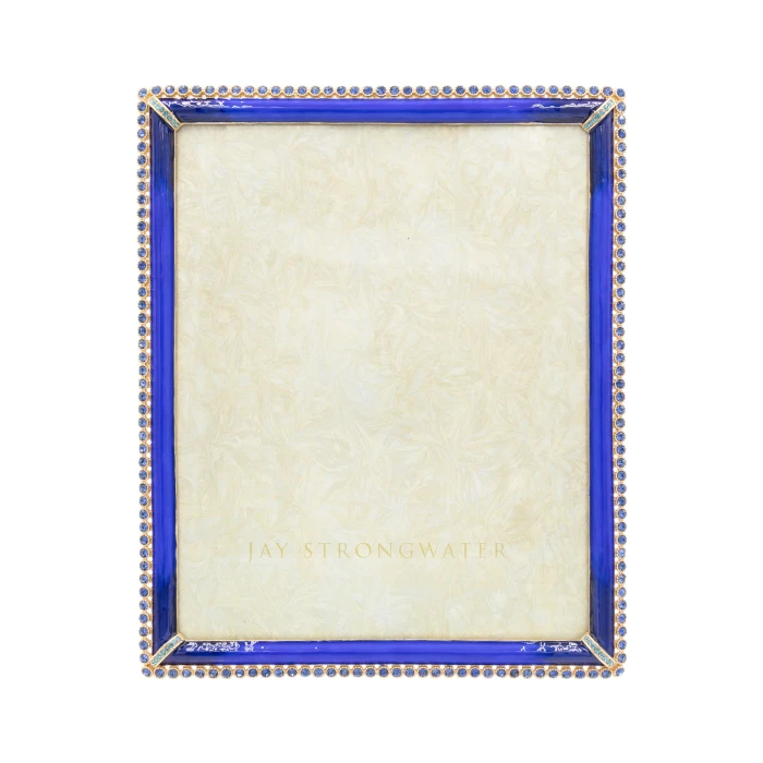 Jay Strongwater Laetitia Stone Edge 8" x 10" Crystal Picture Frame in Lapis