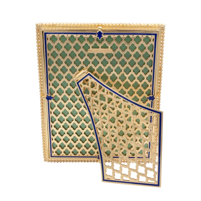 Jay Strongwater Laetitia Stone Edge 8" x 10" Crystal Picture Frame in Lapis