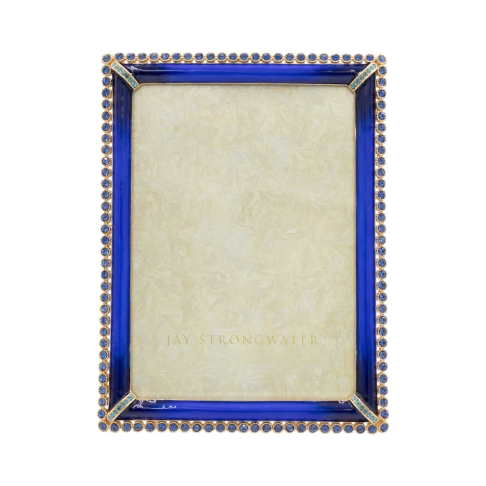 Jay Strongwater Lucas Stone Edge 5" x 7" Crystal Picture Frame in Lapis