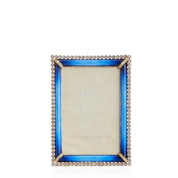 Jay Strongwater Lorraine Stone Edge 4" x 6" Crystal Picture Frame in Lapis