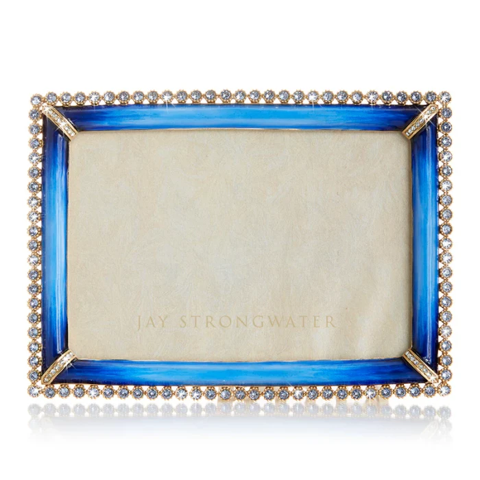 Jay Strongwater Lorraine Stone Edge 4" x 6" Crystal Picture Frame in Lapis